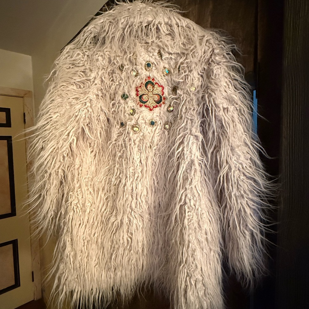 Faux Fur Festival Embroidered Coat - Burning Man